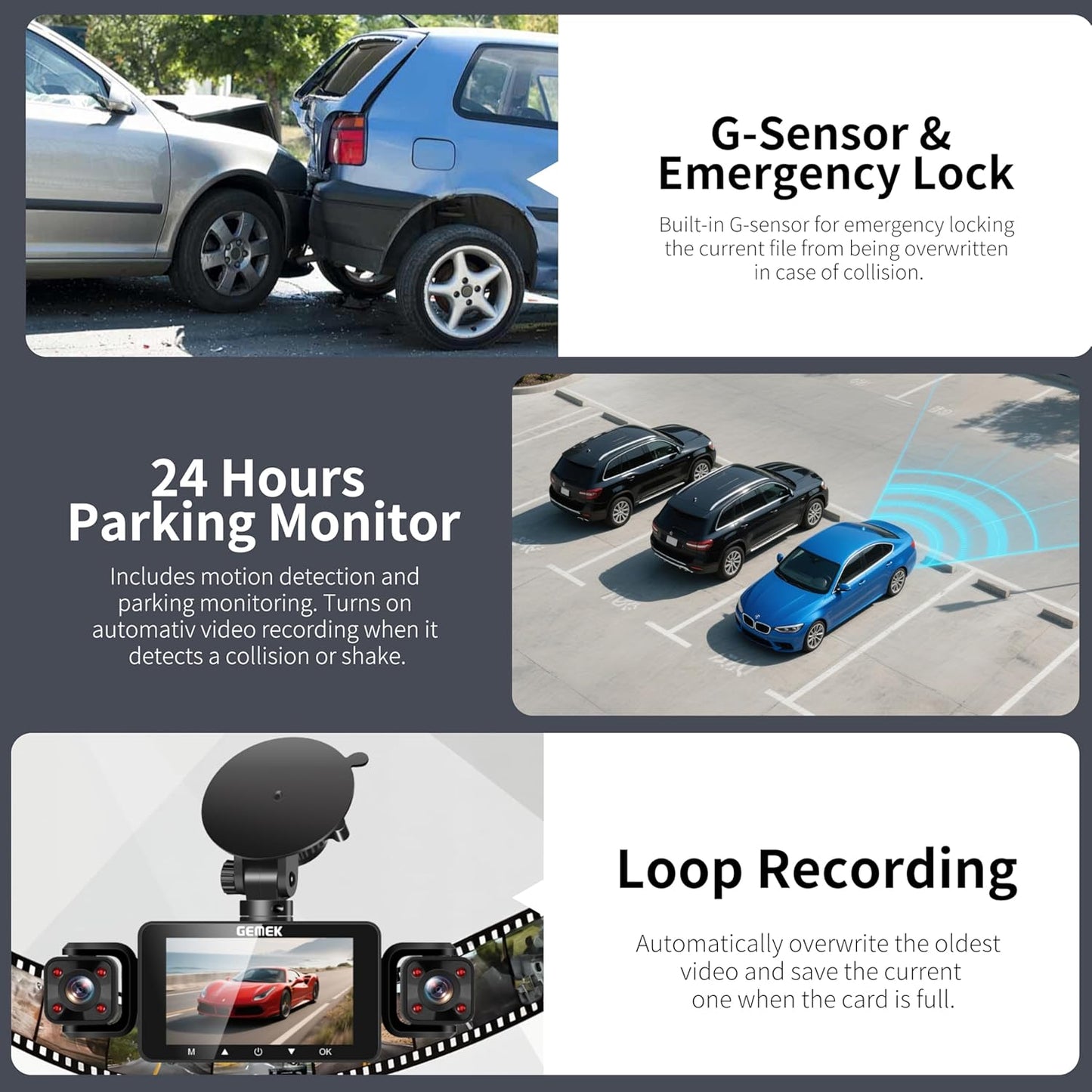 4 Channel Dash Cam 360° View 5G Wifi & APP Control, 2K Front and Rear Inside, Left Right Dash Camera for Cars Free 64GB TF Card, G-Sensor, Night Vision, 24H Parking Mode