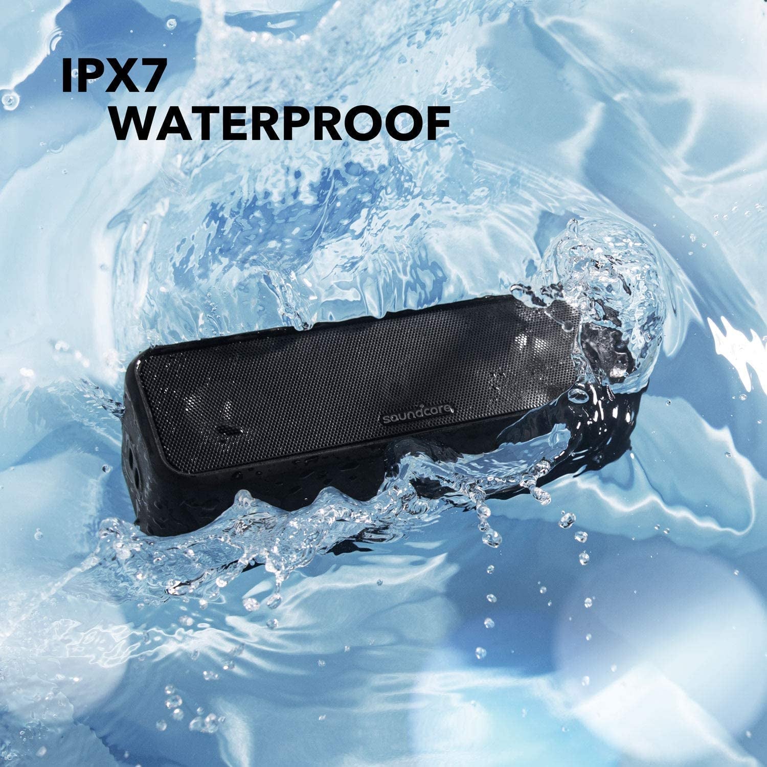 Anker 3 Portable Bluetooth Speaker - Wireless, IPX7 Waterproof, 24H Playtime, Pure Titanium Diaphragm Drivers, Partycast, Bassup, Custom EQ App - for Home, Shower, Outdoor, and Beach
